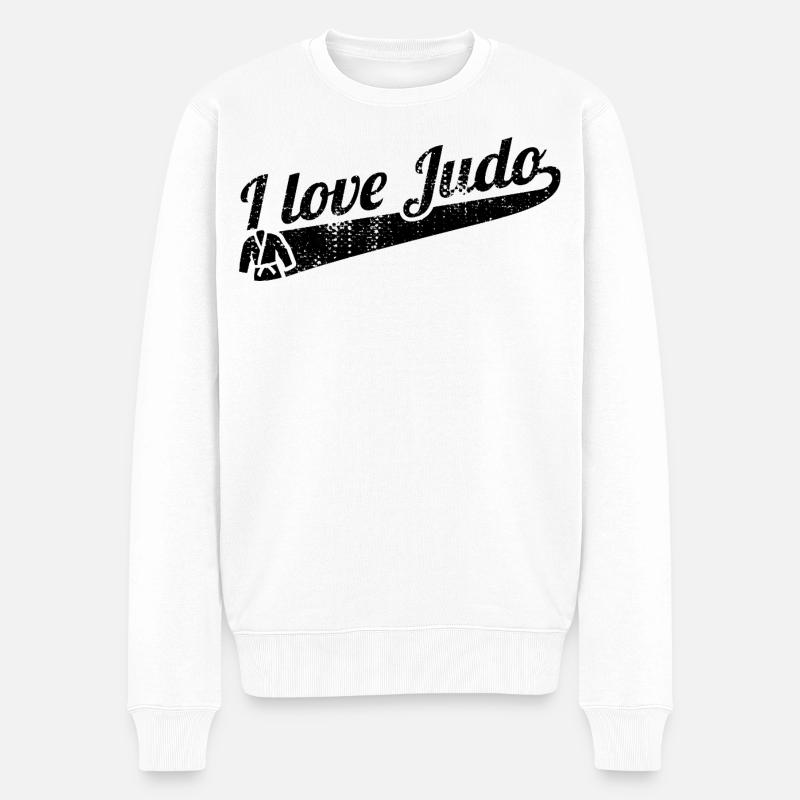 Ich liebe Judo - Männer Premium Bio Pullover - Weiß