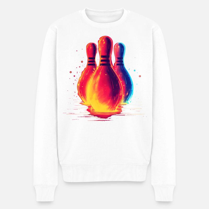 Retro Bowling - Männer Premium Bio Pullover - Weiß
