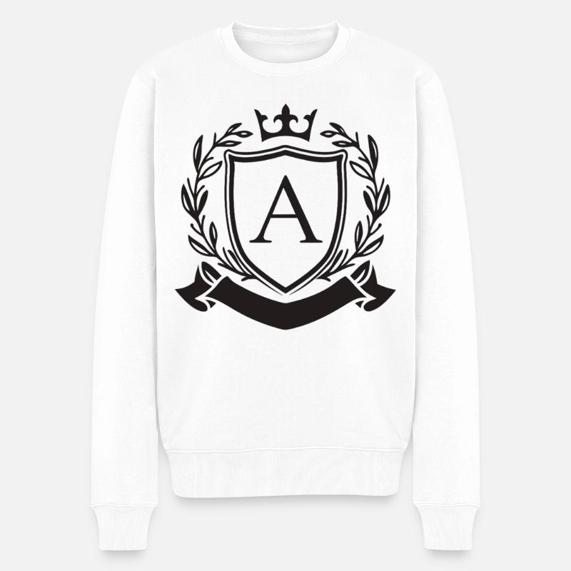 Adel Monogramm Wappen Krone Buchstabe A - Männer Premium Bio Pullover - Weiß
