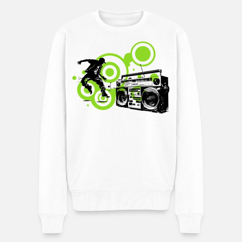 Cercles Lime Abstraits Noir danseur Hip Hop - Pull Premium bio Homme - blanc