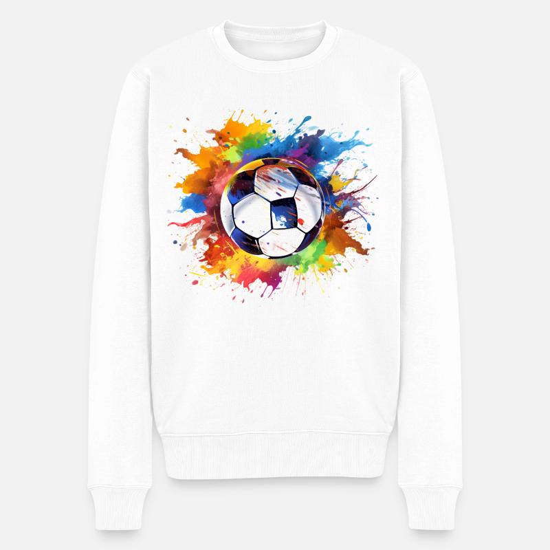 Fußball Ball Aquarell - Männer Premium Bio Pullover - Weiß