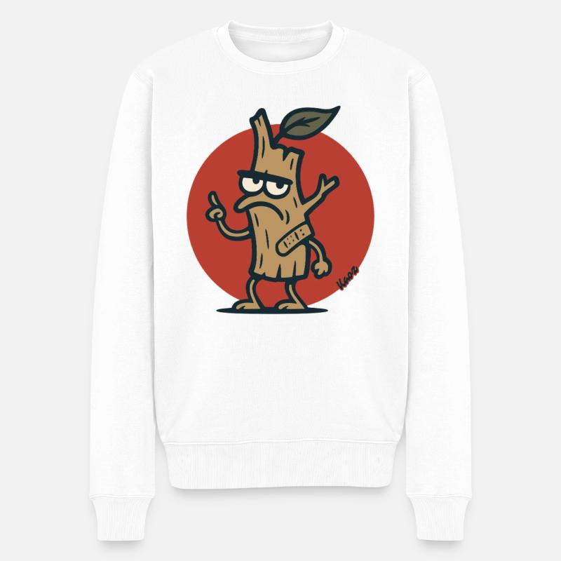 Grimmiger Baum Ast Baumstumpf mit Gesicht - Männer Premium Bio Pullover - Weiß