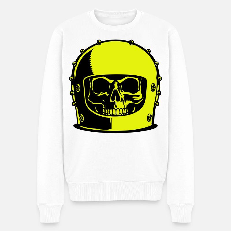 Skull Helm Popart - Männer Premium Bio Pullover - Weiß