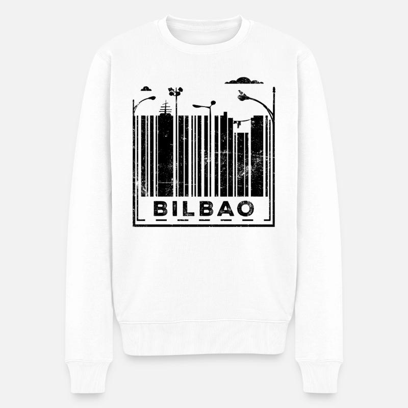 Code-barres de Bilbao - Pull Premium bio Homme - blanc