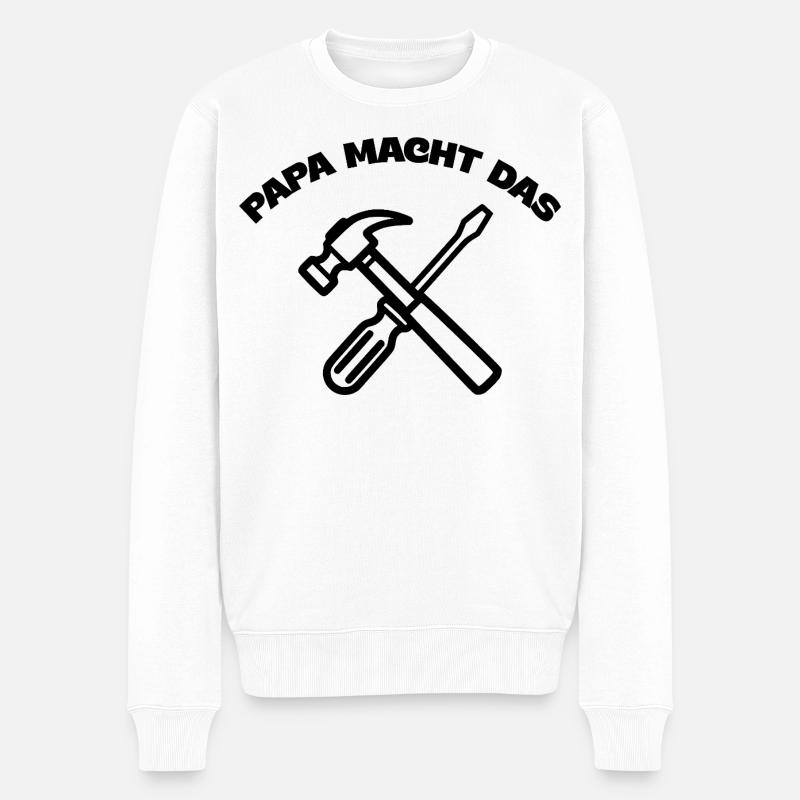Papa macht das –Heimwerker & Vatertag  - Männer Premium Bio Pullover - Weiß