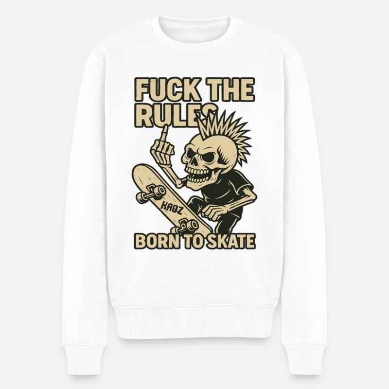 Né pour Skate – Skeleton Punk - Pull Premium bio Homme - blanc