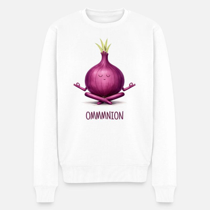 OMMMNION – Meditierende Zwiebel - Männer Premium Bio Pullover - Weiß