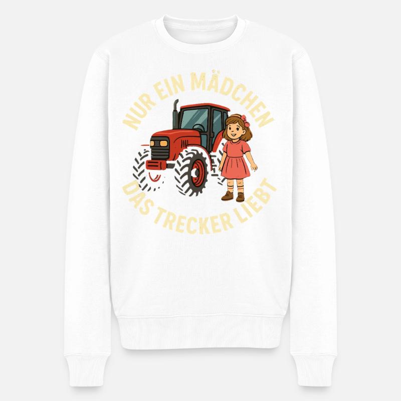 Nur ein Mädchen das Trecker liebt - Männer Premium Bio Pullover - Weiß