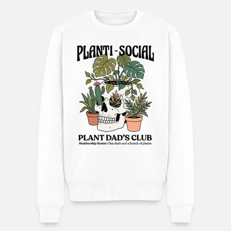 Planti-Social Plant Dad's Club - Männer Premium Bio Pullover - Weiß