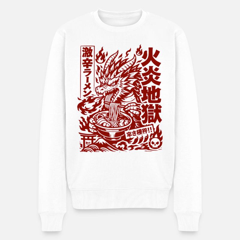 Drachen | Ramen | Nudelsuppe | extra scharf - Männer Premium Bio Pullover - Weiß