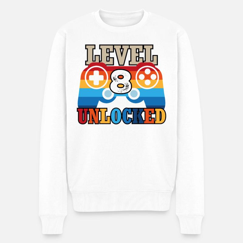 8. Geburtstag Gamer - Männer Premium Bio Pullover - Weiß