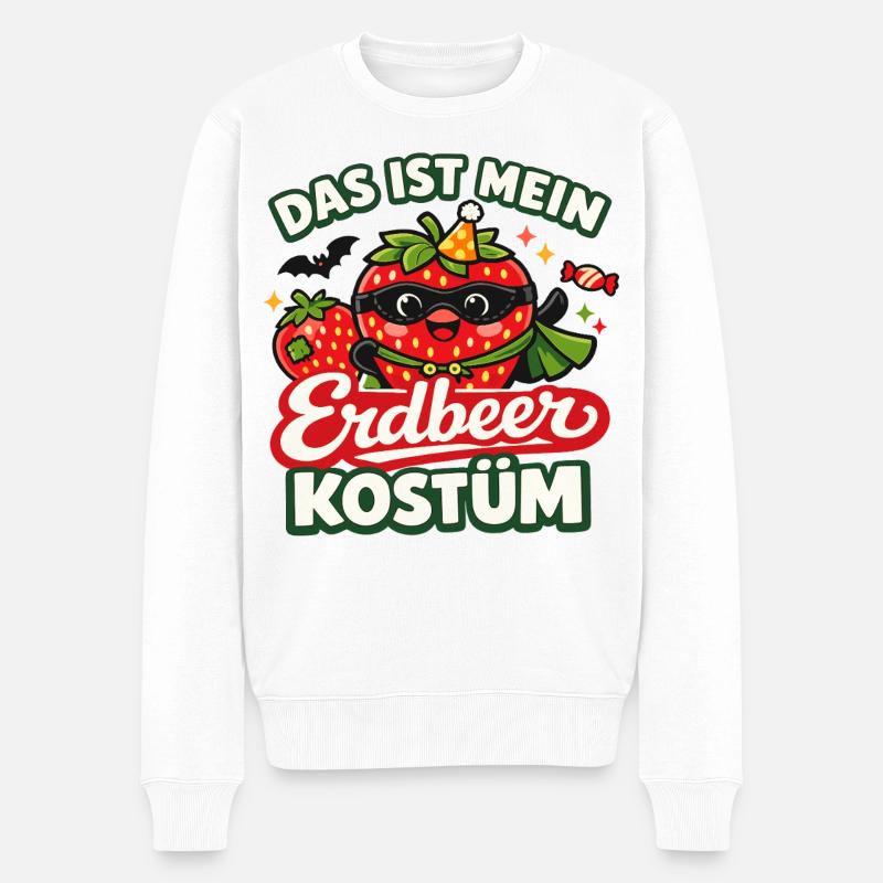 Erdbeere Kostüm Obst Frucht Karneval Fasching - Männer Premium Bio Pullover - Weiß