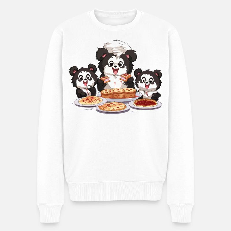 Panda Pizza Fest - Männer Premium Bio Pullover - Weiß