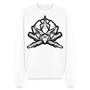 One Bulky Mech - Logo Head v2 - Männer Premium Bio Pullover - Weiß - Vorne - Thijin (182cm)