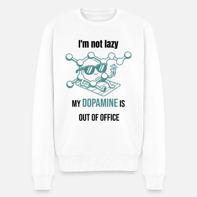 Dopamin Molekül - I`m Not Lazy - Männer Premium Bio Pullover - Weiß