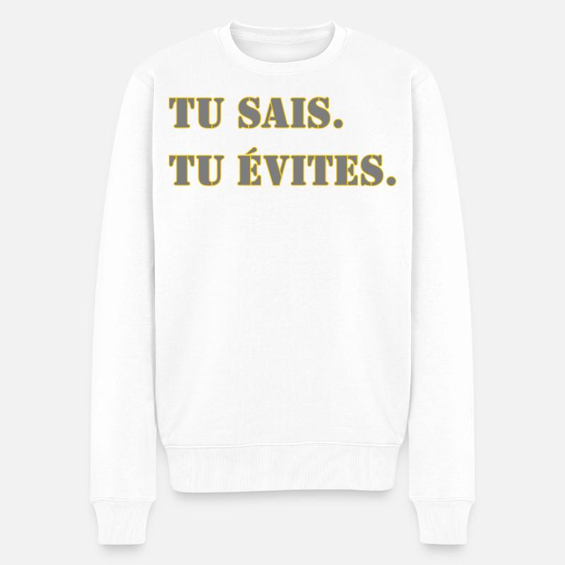 TU SAIS. TU ÉVITES. - Pull Premium bio Homme - blanc
