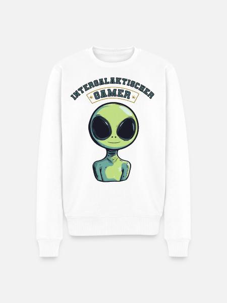 intergalaktischer gamer alien zocken - Männer Premium Bio Pullover - Weiß