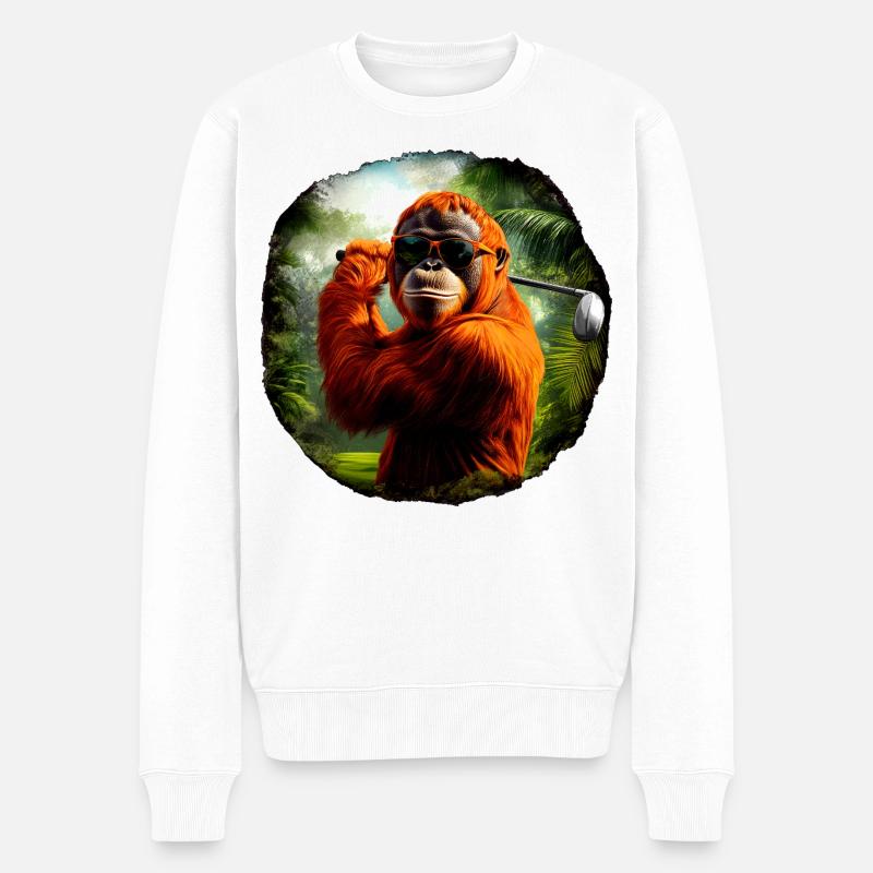 Golfe des orangs-outans / Singe - Pull Premium bio Homme - blanc