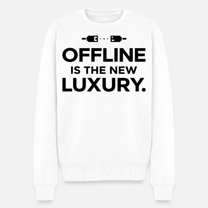 Offline ist der neue Luxus - Männer Premium Bio Pullover - Weiß