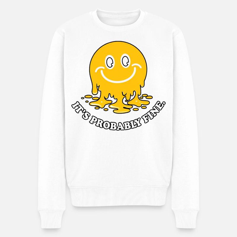 Melting Smile Meme - Männer Premium Bio Pullover - Weiß