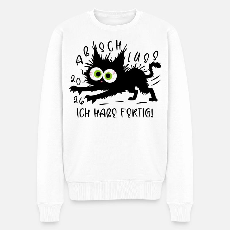 Abschluss 2026 Ich habe fertig Katze - Männer Premium Bio Pullover - Weiß