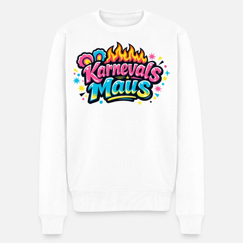 Karnevalsmaus Jeck - Kölle Alaaf Motiv - Männer Premium Bio Pullover - Weiß