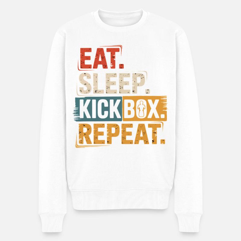 Mange Sommeil Kickbox Répéter - Pull Premium bio Homme - blanc