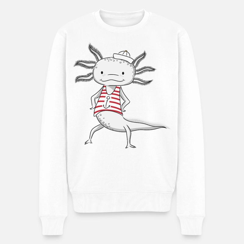 Axolotl Seemann - Männer Premium Bio Pullover - Weiß