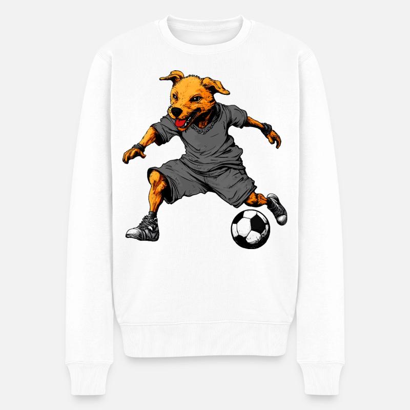 Fussballer Hund - Männer Premium Bio Pullover - Weiß
