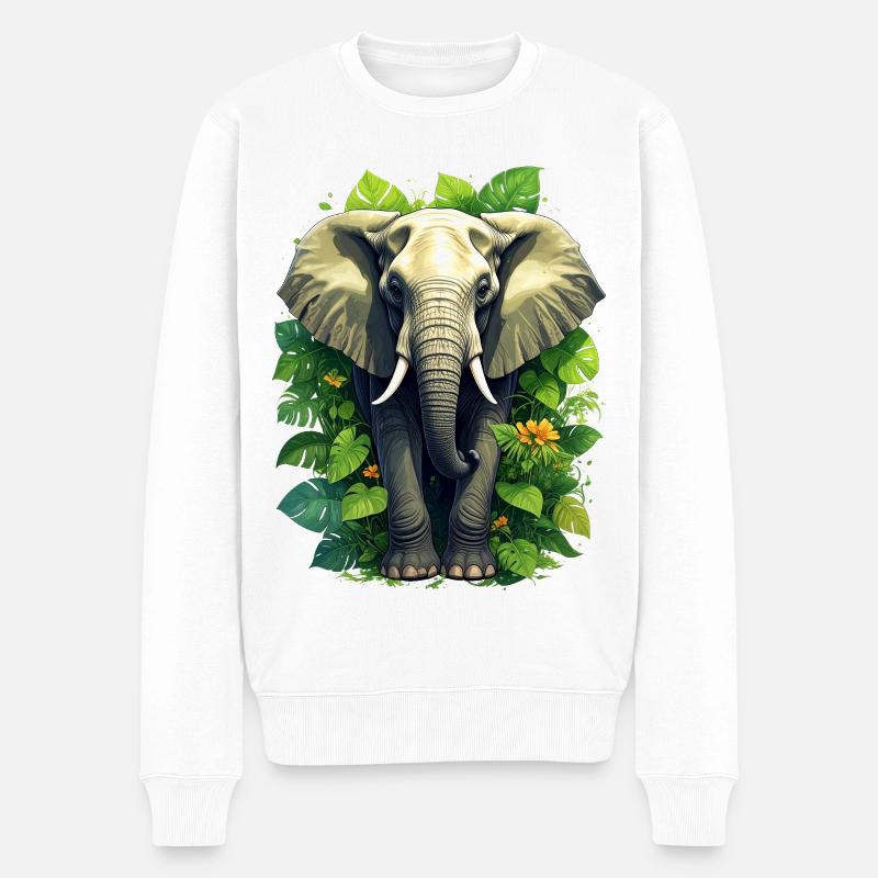 Ein Elefant im Dschungel - Männer Premium Bio Pullover - Weiß