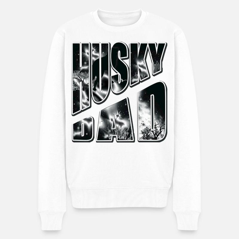 Husky Dad Nebelstern - Männer Premium Bio Pullover - Weiß