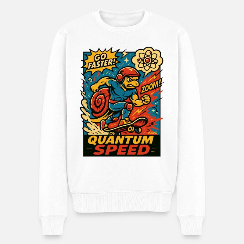 Quanten-Speed Schildkröte Skateboard - Männer Premium Bio Pullover - Weiß
