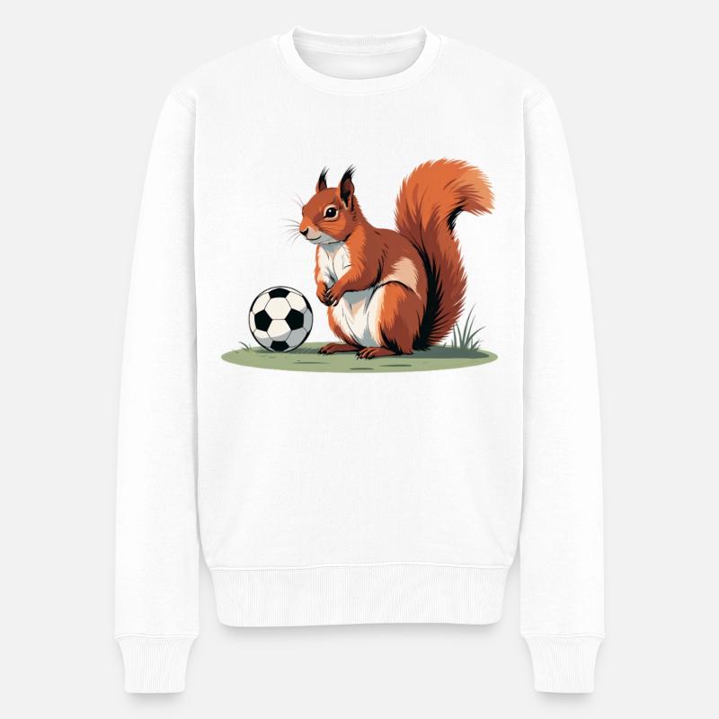 Eichhörnchen Fußballheld - Männer Premium Bio Pullover - Weiß
