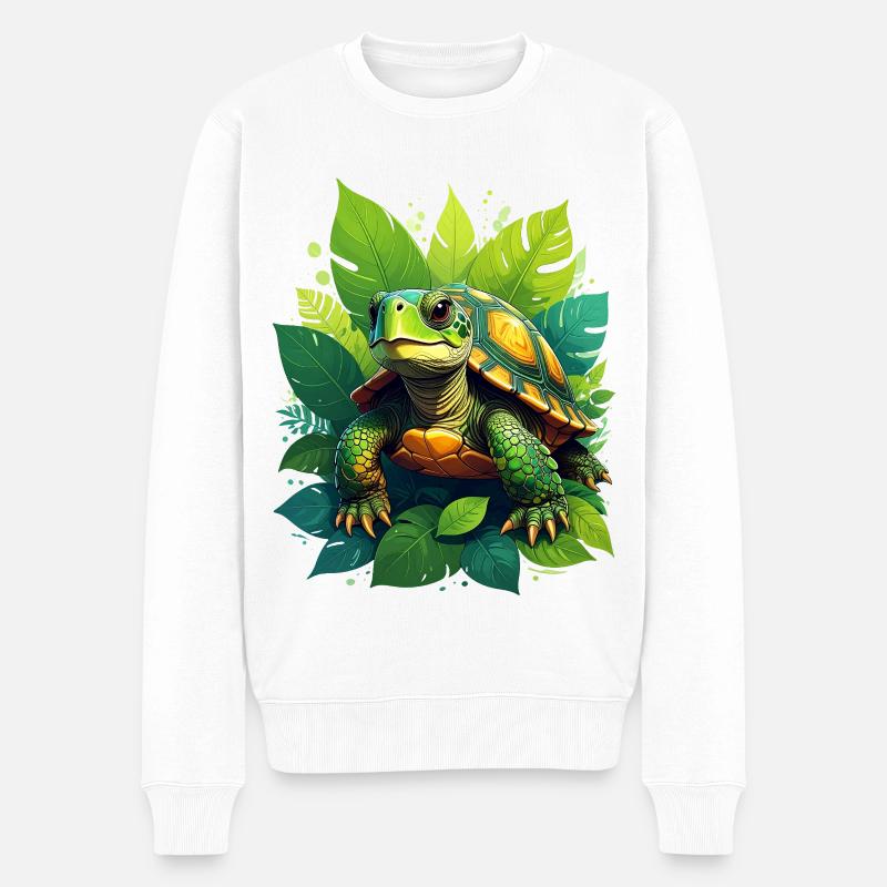 Schildkröte - Männer Premium Bio Pullover - Weiß