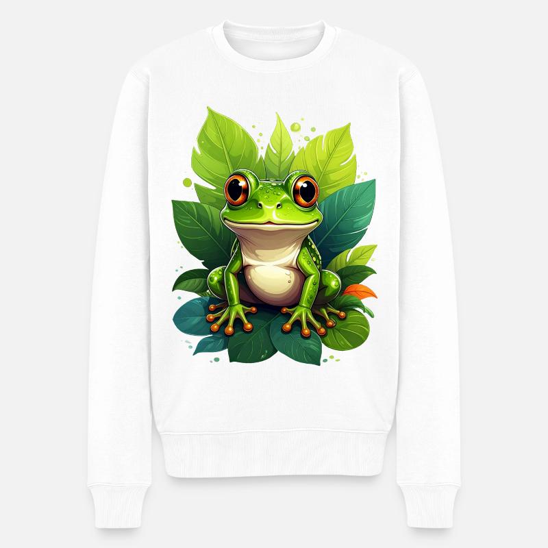 Frosch - Männer Premium Bio Pullover - Weiß