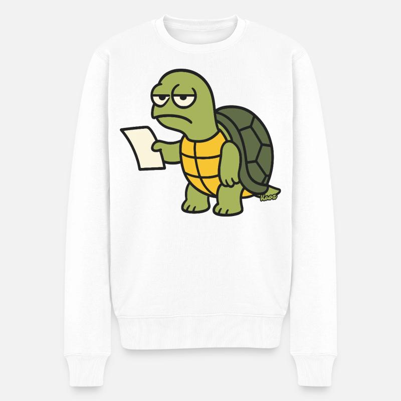 Langsame Schildkröte mit Papier - Männer Premium Bio Pullover - Weiß