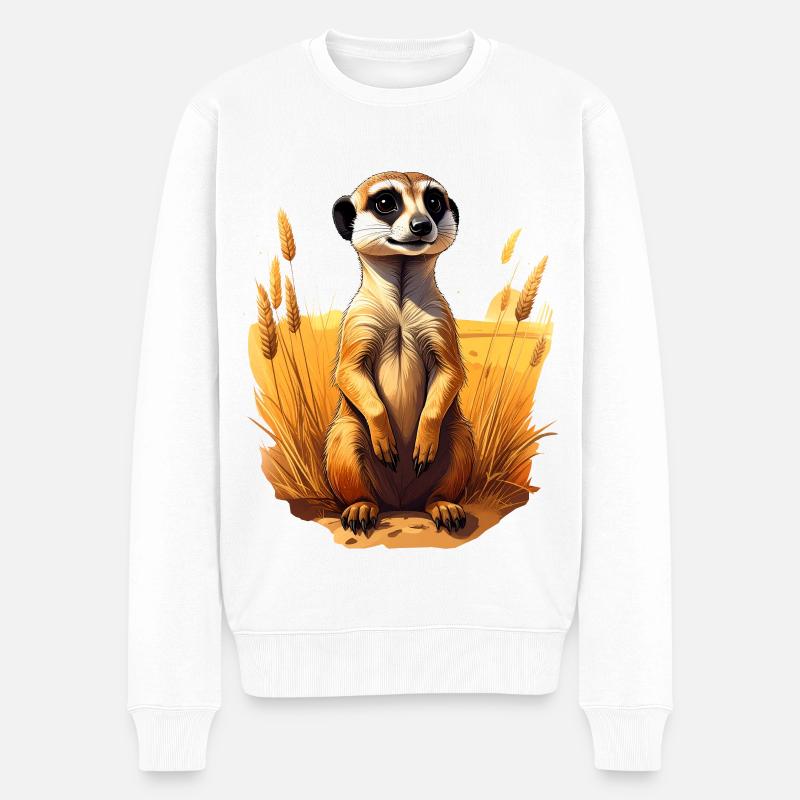 Un suricate dans la savane - Pull Premium bio Homme - blanc