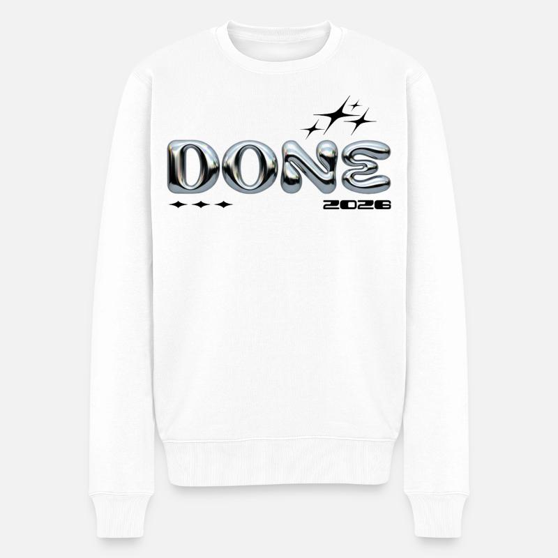 Lettres à bulles chromées TERMINÉES - Pull Premium bio Homme - blanc