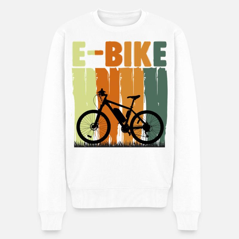 E-Bike Farbblock Motiv - Männer Premium Bio Pullover - Weiß