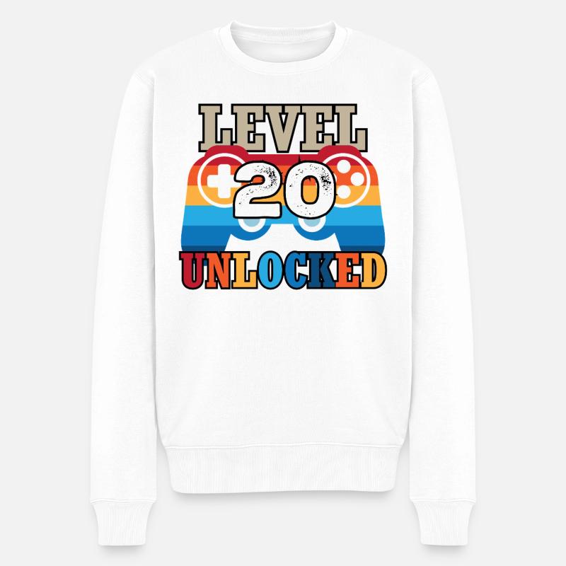 Level 20 Unlocked - Männer Premium Bio Pullover - Weiß