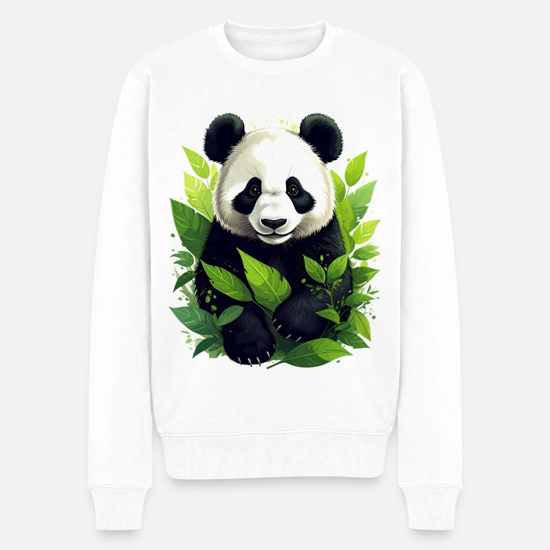 Panda - Männer Premium Bio Pullover - Weiß