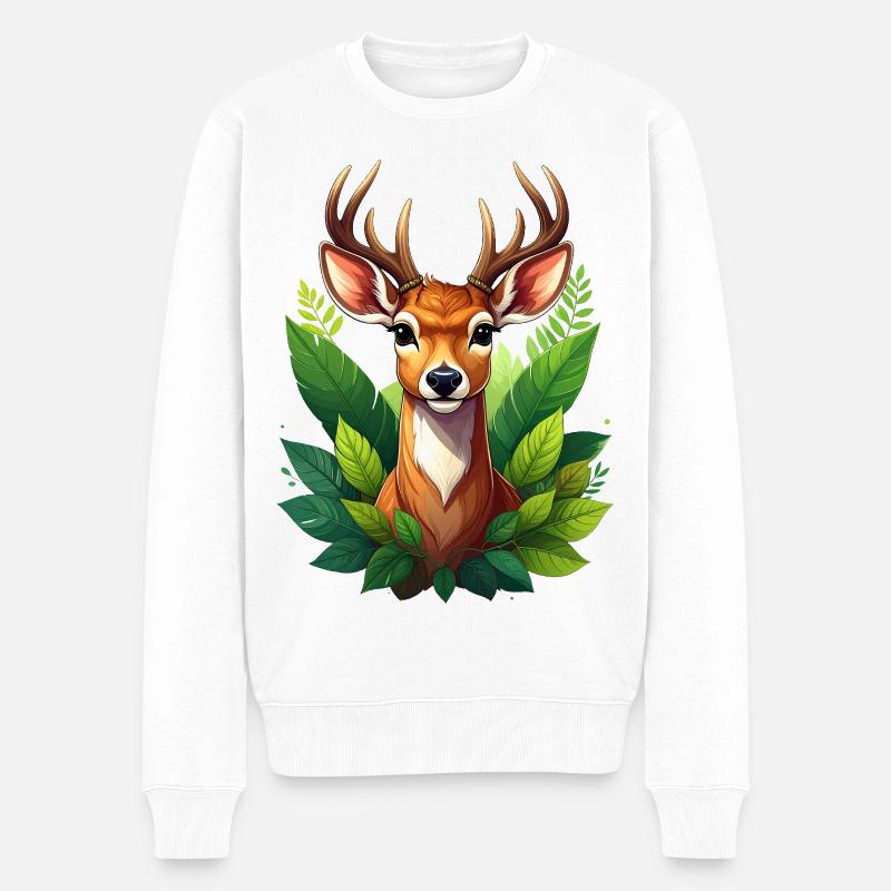 Ein Reh oder Hirsch im Wald - Männer Premium Bio Pullover - Weiß