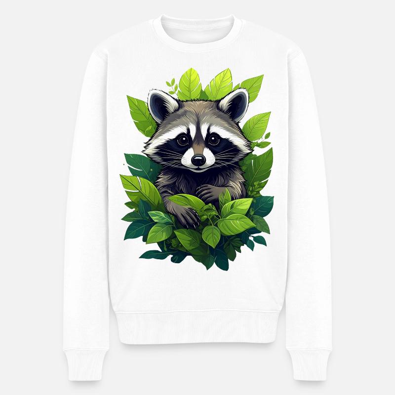 Waschbär im Wald - Männer Premium Bio Pullover - Weiß