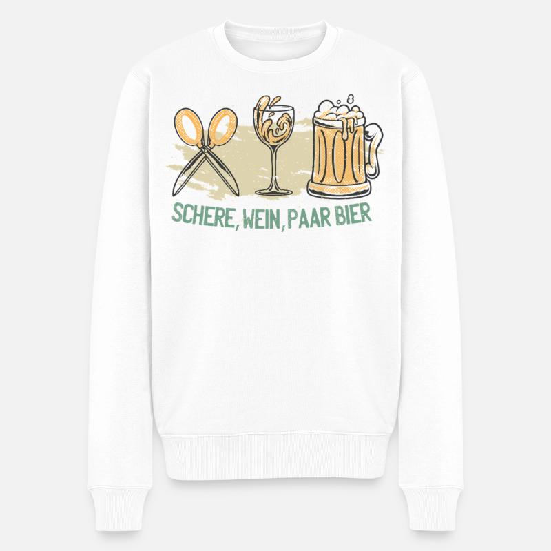 Schere Wein Paar Bier - Männer Premium Bio Pullover - Weiß