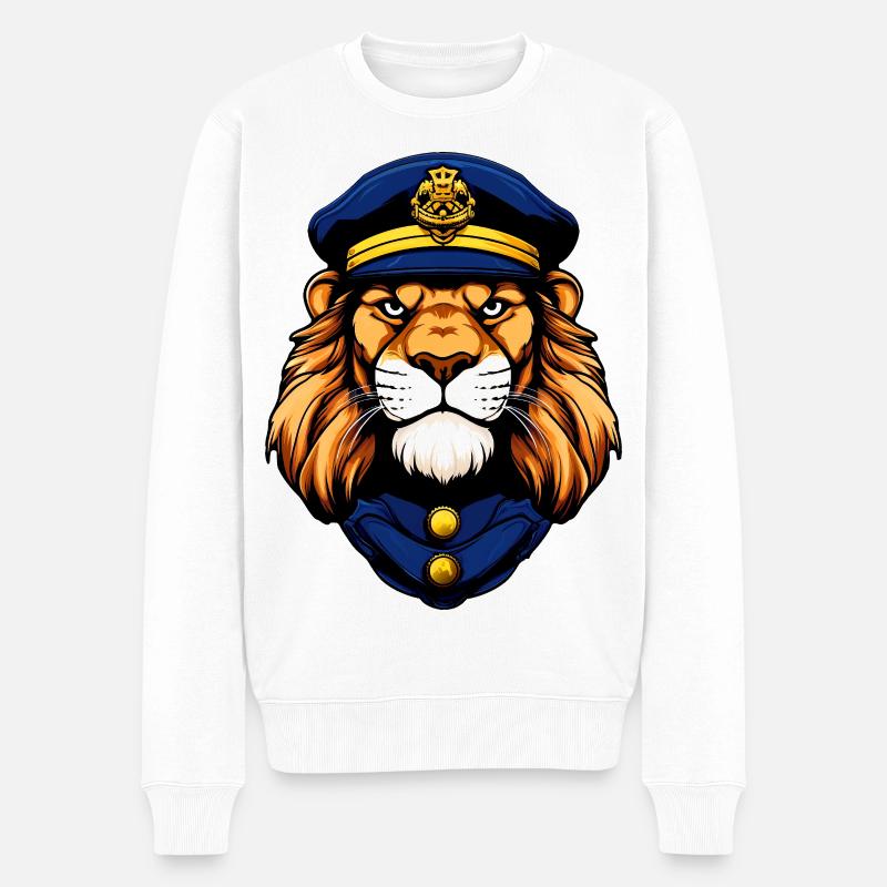 Polizei Löwe - Männer Premium Bio Pullover - Weiß