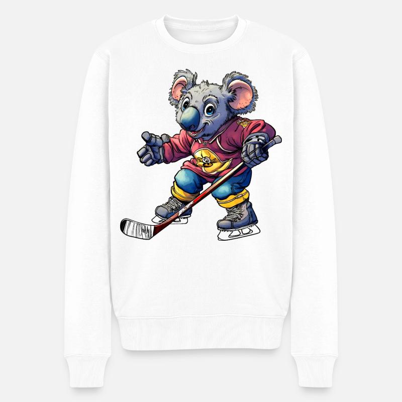 Eishockey Koala - Männer Premium Bio Pullover - Weiß