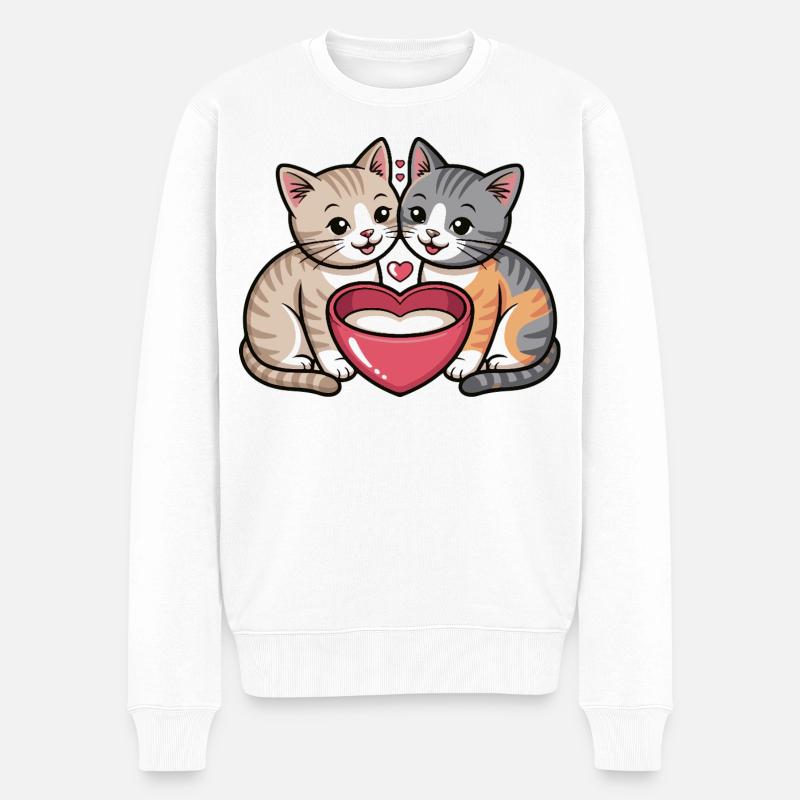 Unité de cœur de chat - Pull Premium bio Homme - blanc
