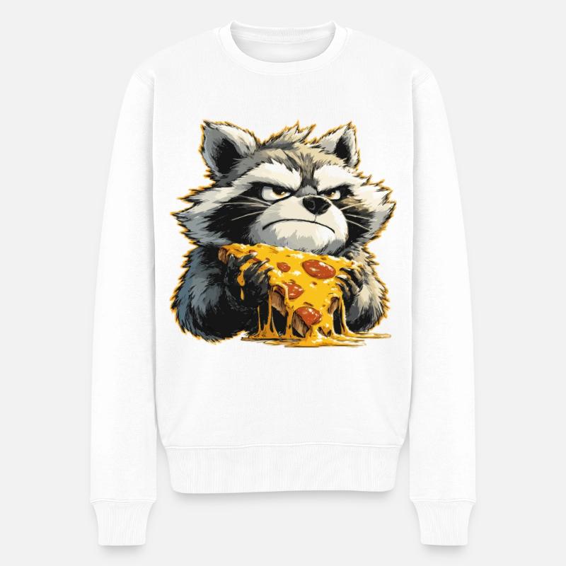 Pizza Waschbär Grimace - Männer Premium Bio Pullover - Weiß
