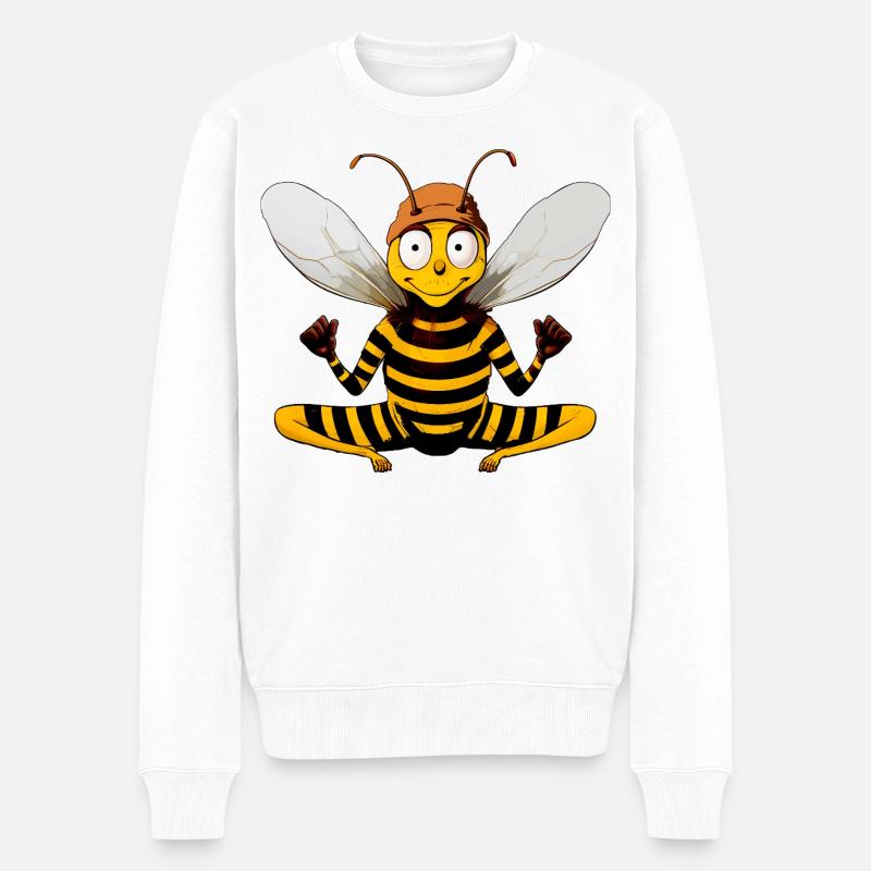 Yoga Biene - Männer Premium Bio Pullover - Weiß