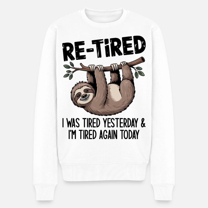 Re-tired – Lustiges Design für den Ruhestand - Männer Premium Bio Pullover - Weiß